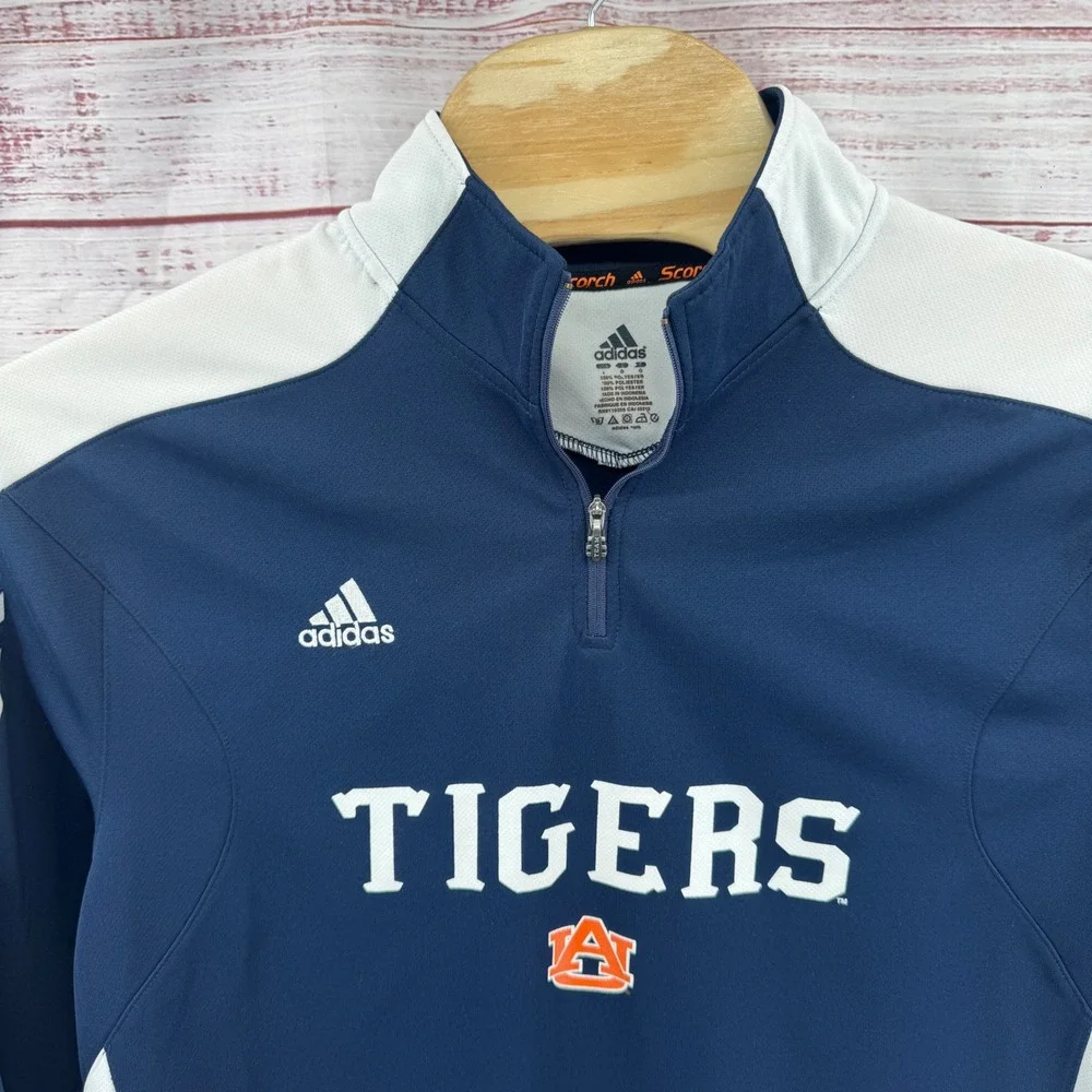 Adidas Auburn‎ Tigers Scorch 1/4 Zip Pullover Top Mens Large NCAC Performance